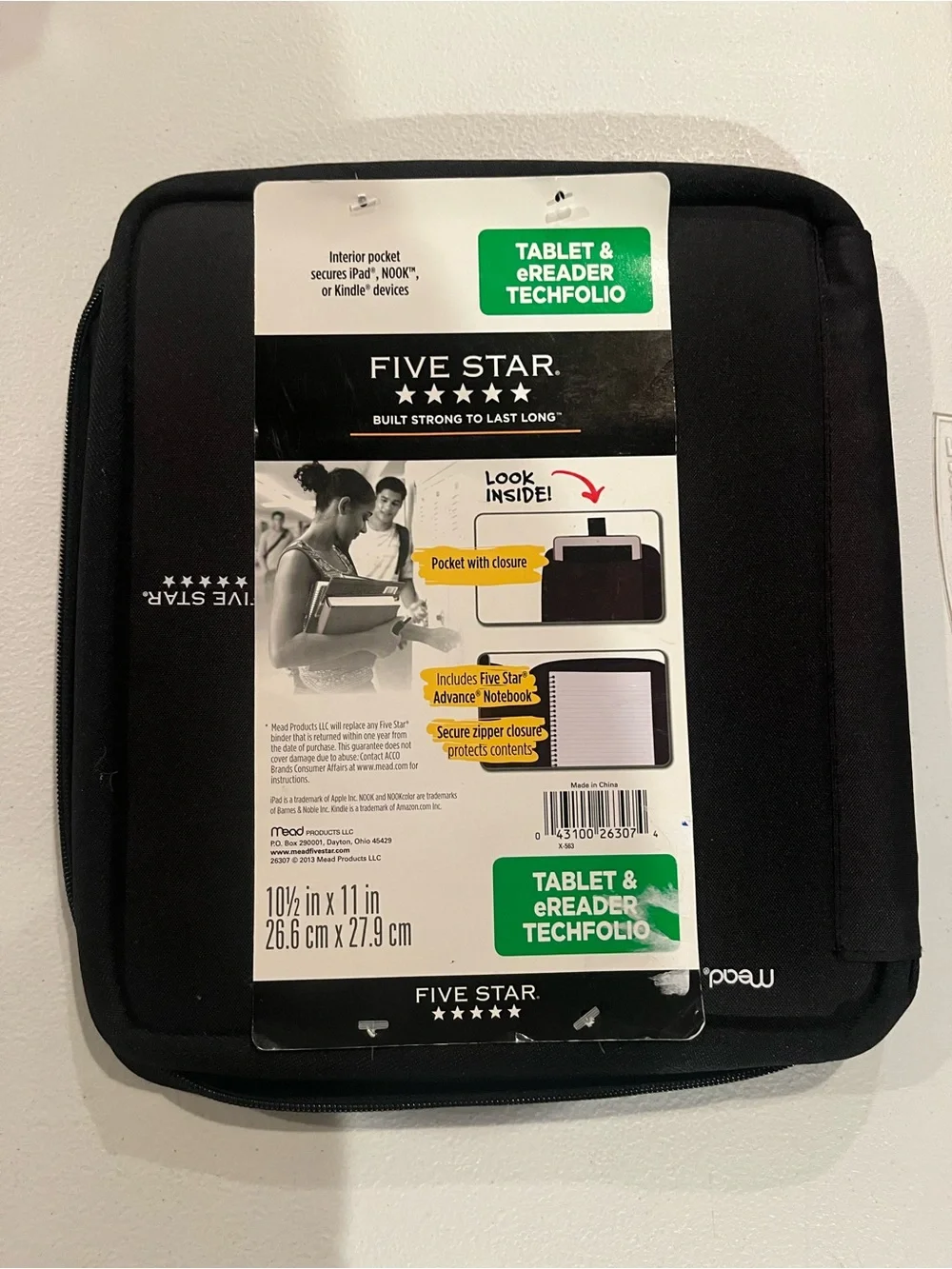 Five Star Black Tablet & eReader Sleeve with Zipper
